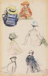 CLAUDE-ÉMILE SCHUFFENECKER (Frèsne Saint-Mamès 1851-1934 Paris) Two sheets of color pastel drawings of figure studies.